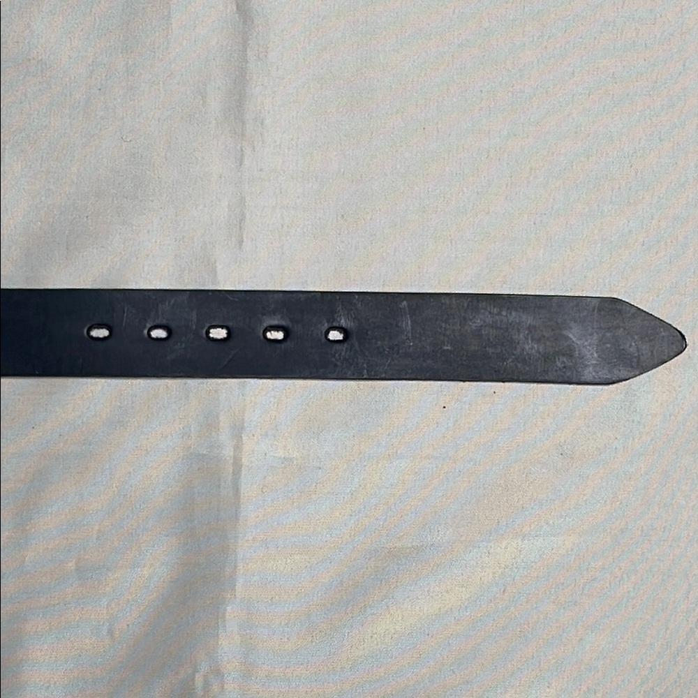 Black Leather Belt with Silver Buckle - Picture 5 of 5